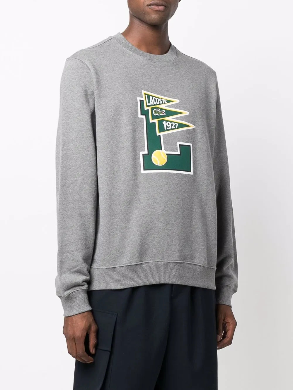 Casaco cinza de algodão com estampa de logo