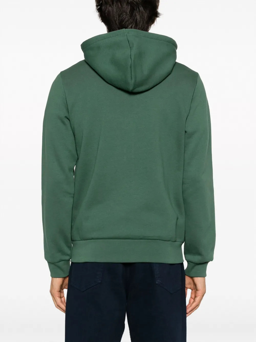 Casaco verde de capuz com zíper e logo