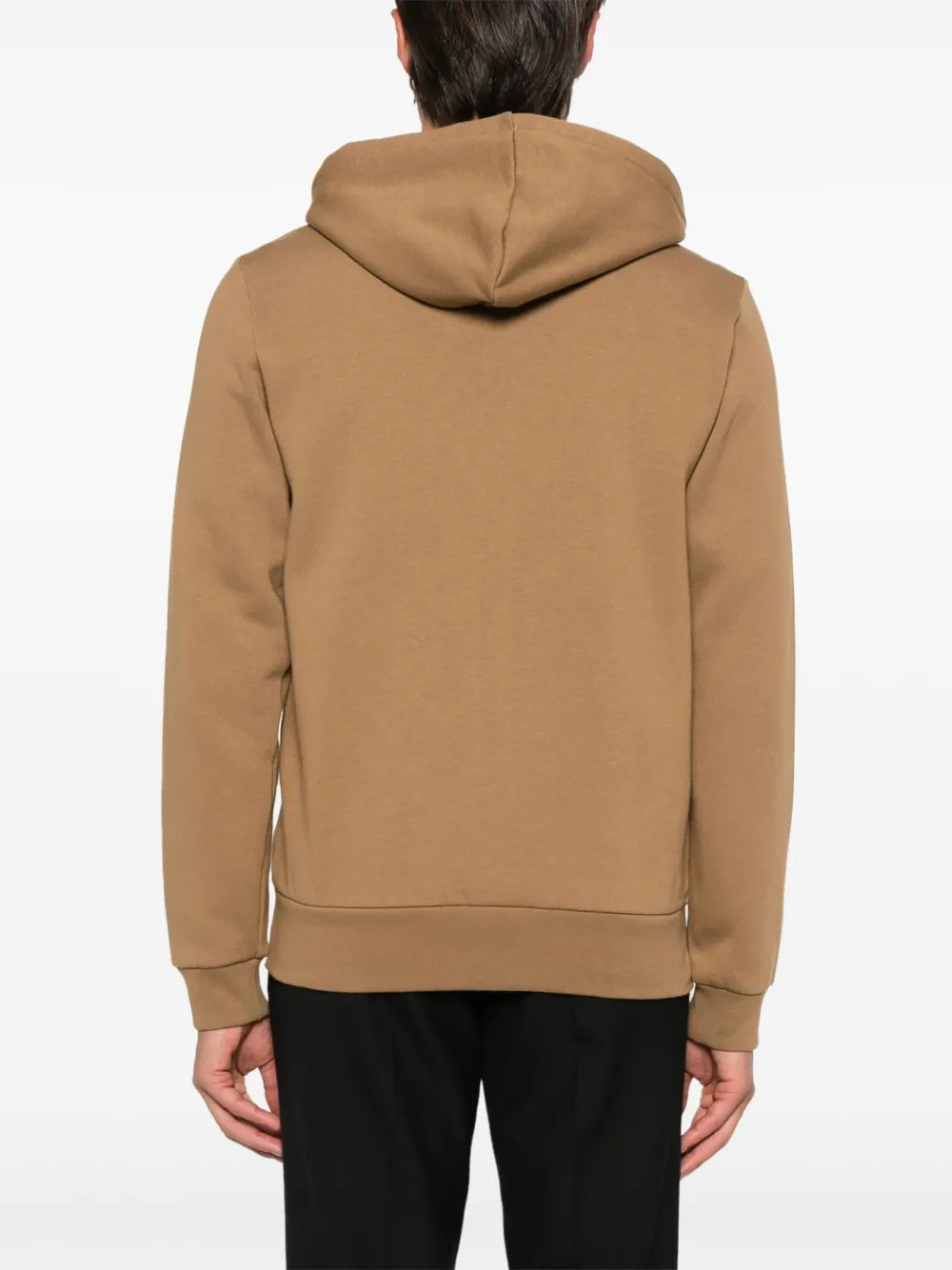 Casaco castanho de capuz com zíper e logo