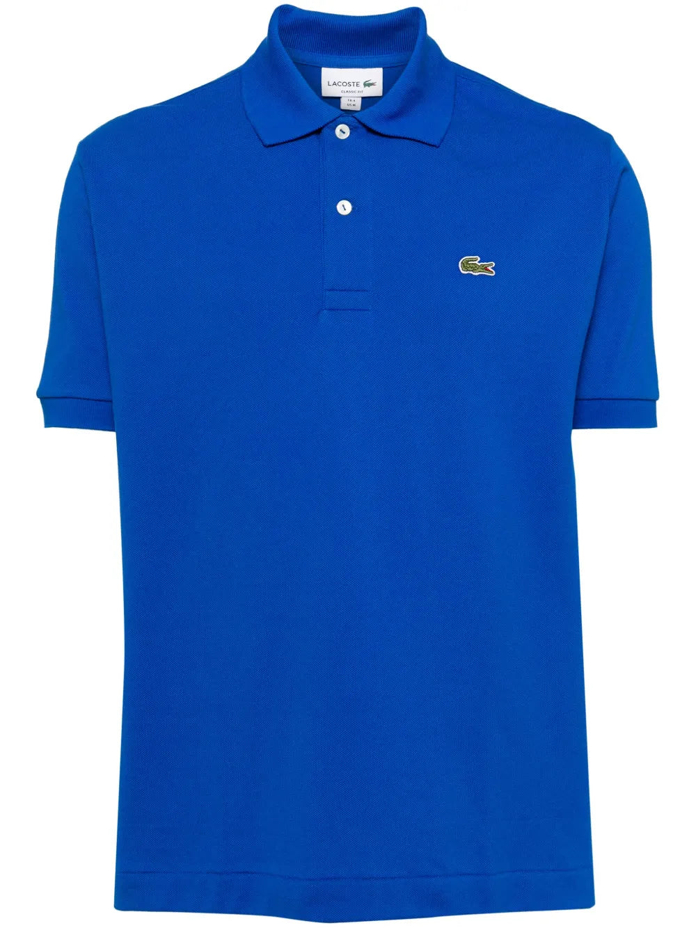 Camisa polo azul com mangas curtas com patch de logo