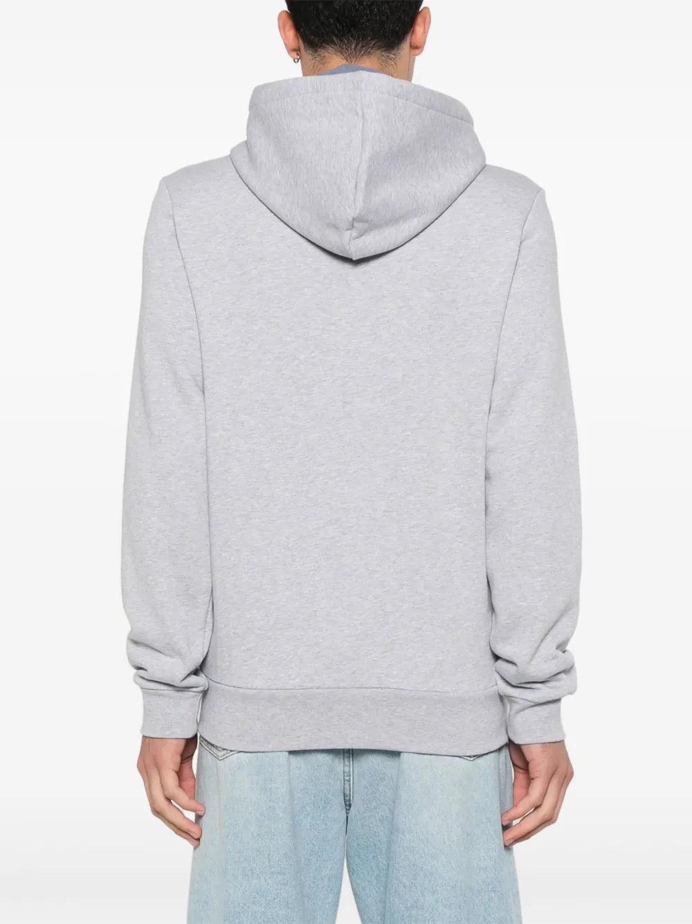 Casaco cinza de capuz com zíper e logo