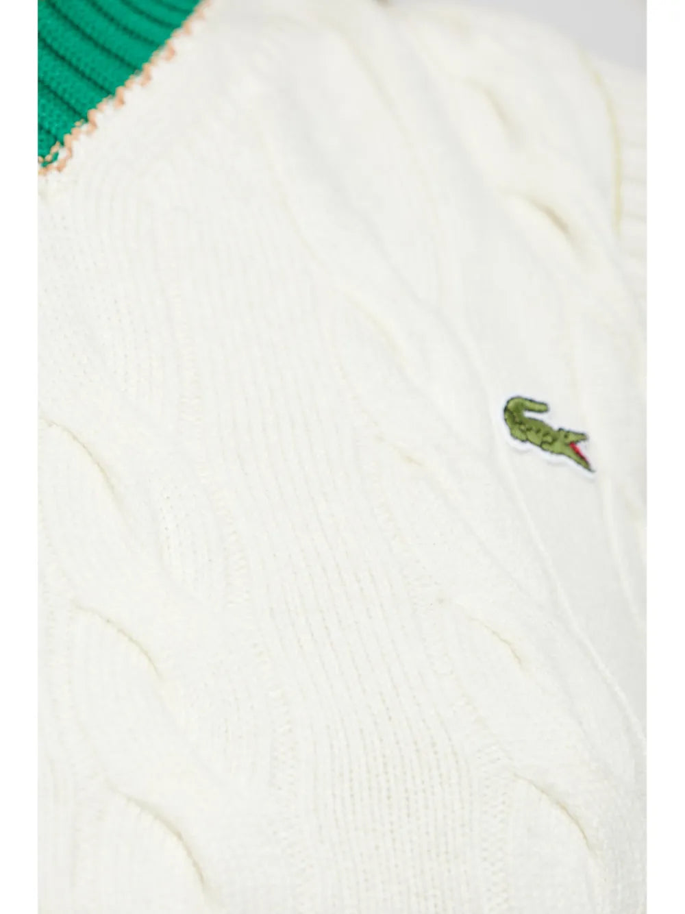 Blusa de malha trançada com logotipo bordado