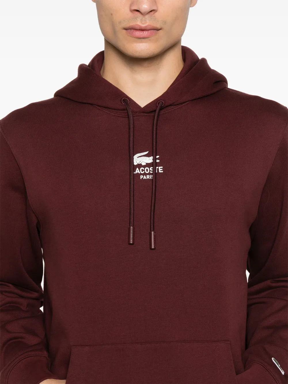 Casaco vermelho vinho de fleece com capuz
