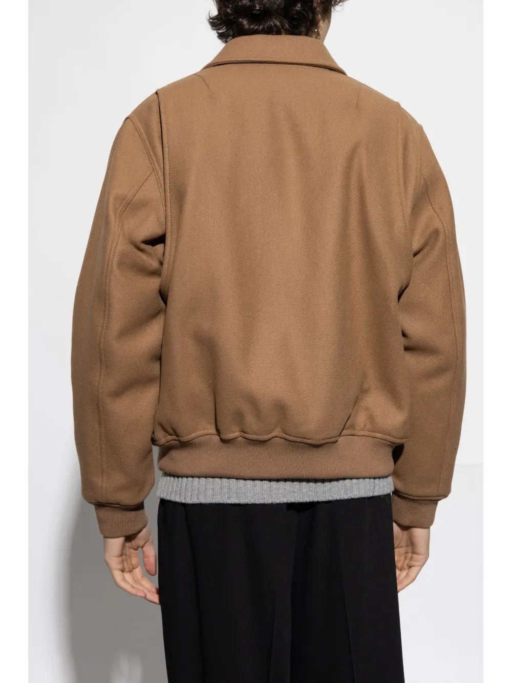 Casaco castanho de lã com patch Crocodile