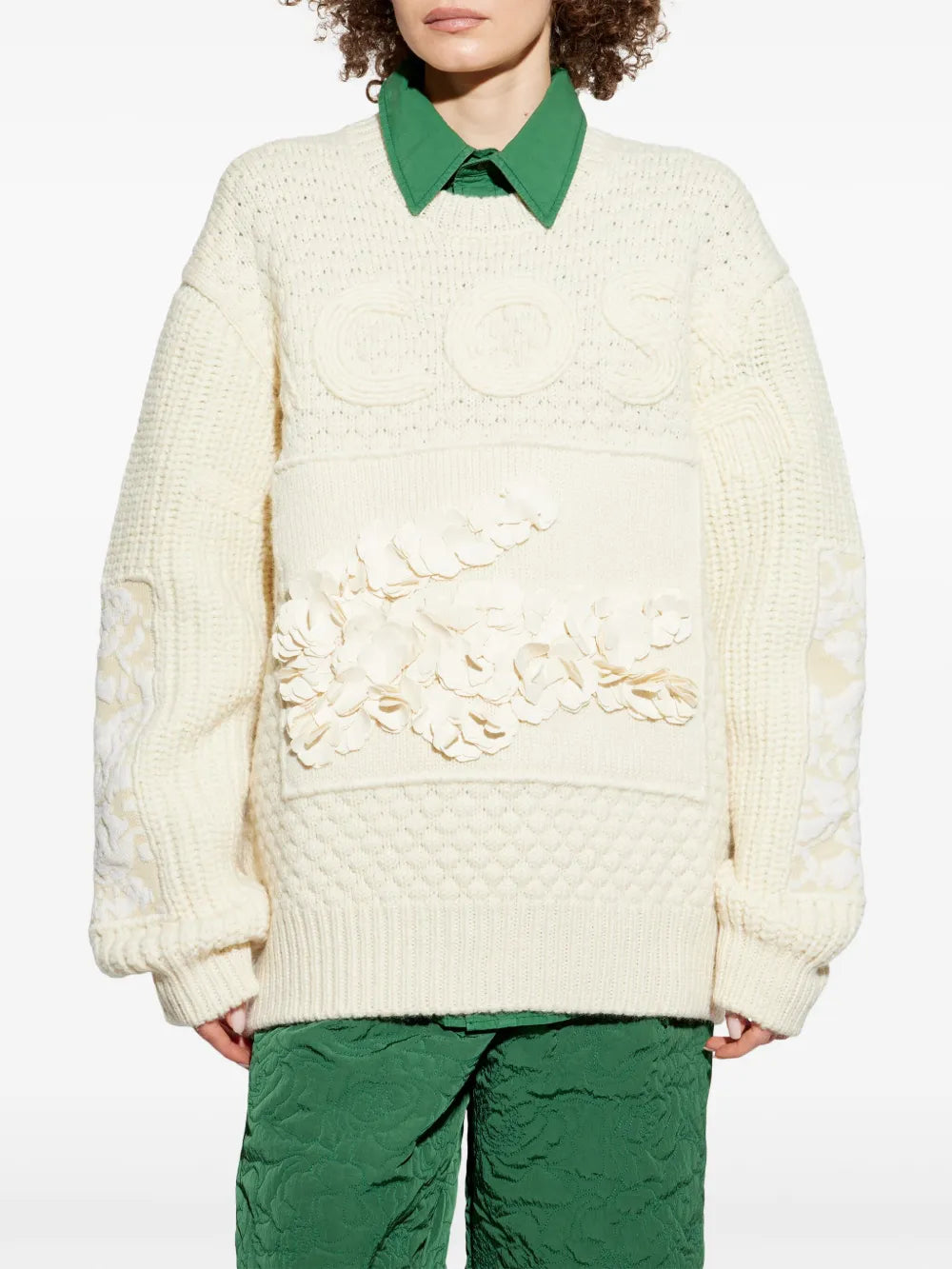 Suéter LACOSTE x Lemarié com apliques florais