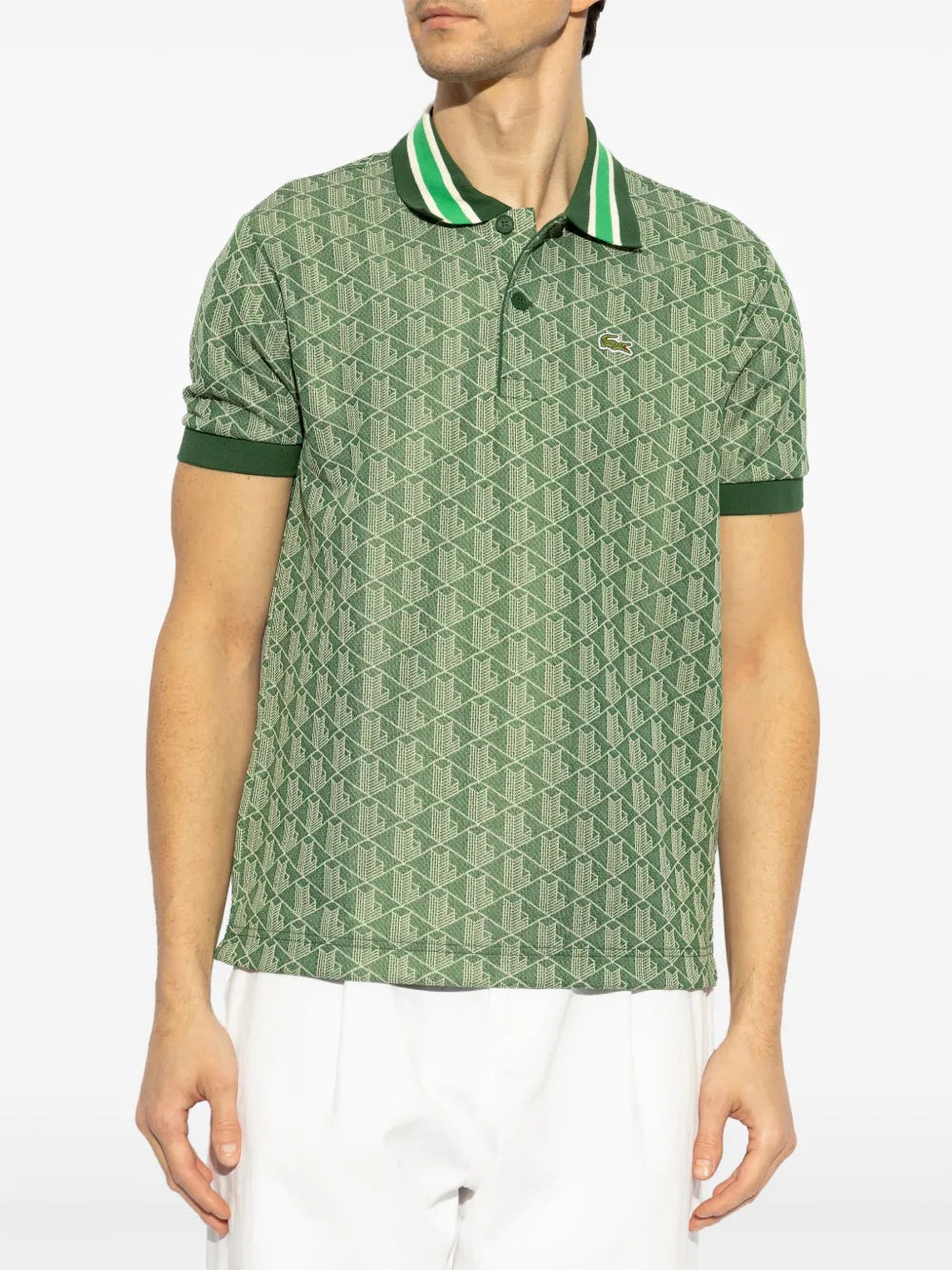 Camisa polo verde com padronagem jacquard