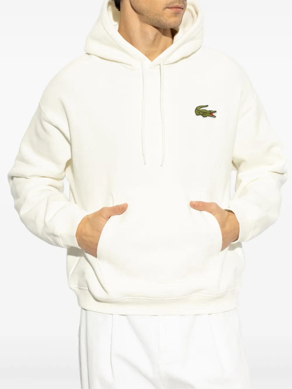 Casaco branco com patch de crocodilo