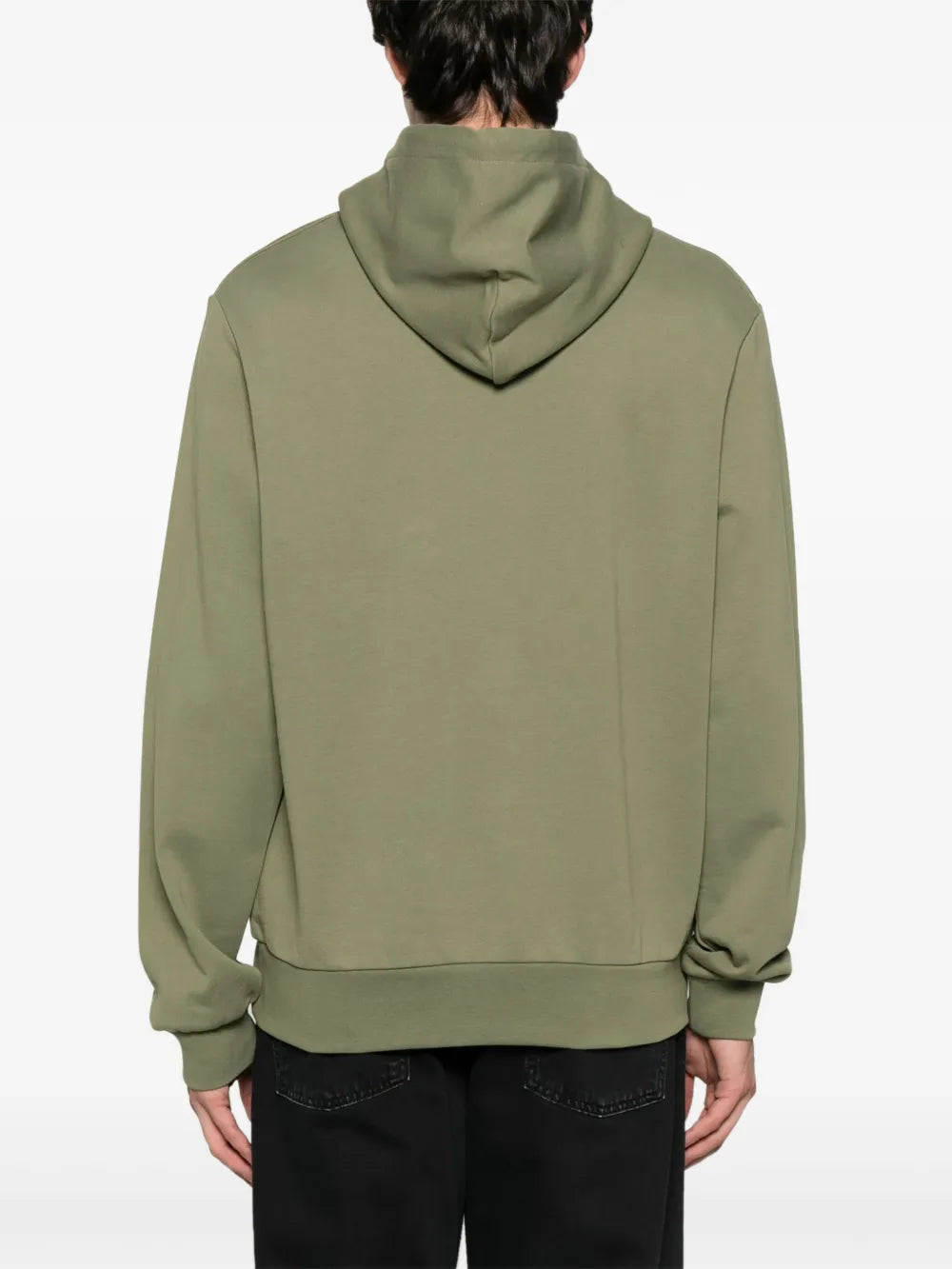 Casaco verde musgo com capuz e patch de logo