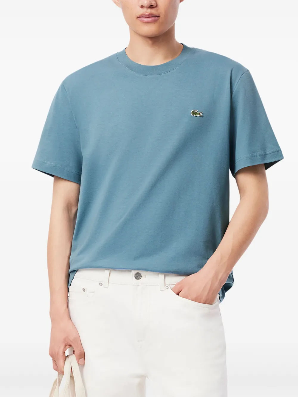 T-shirt com logo bordado azul claro