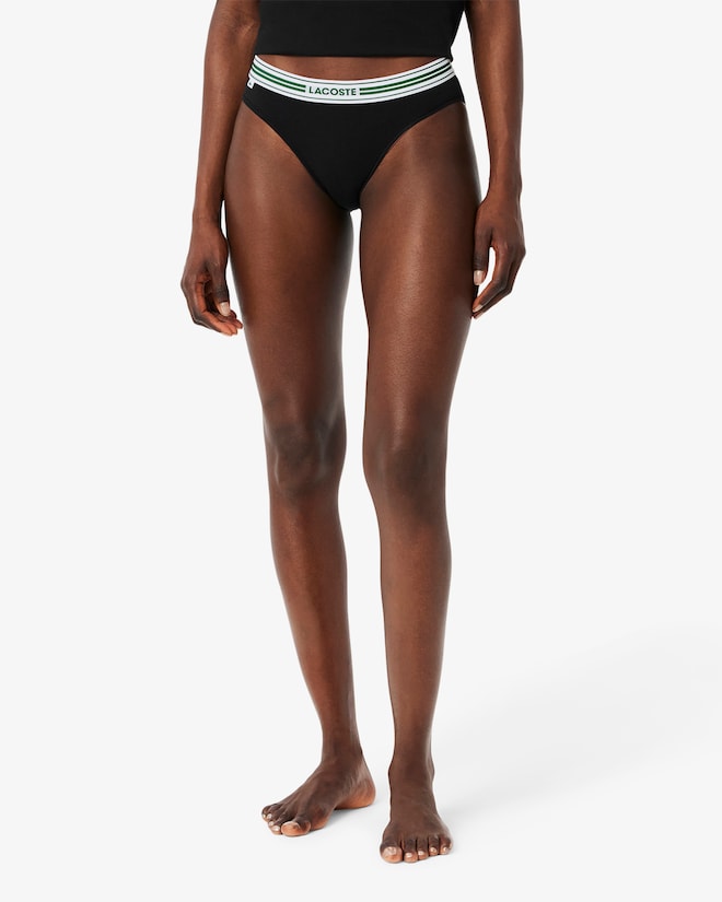 Cuecas de algodão elástico com cós contrastante