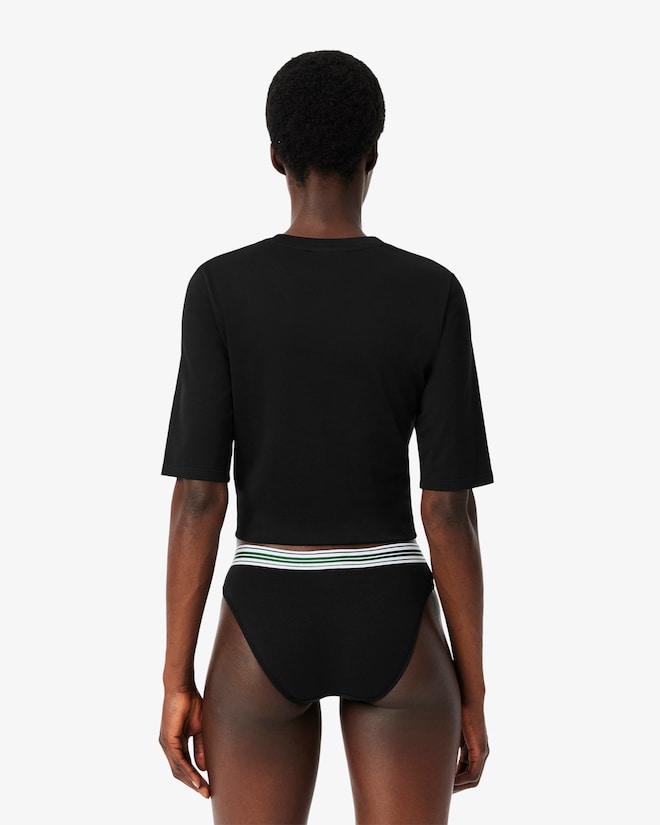 Cuecas de algodão elástico com cós contrastante