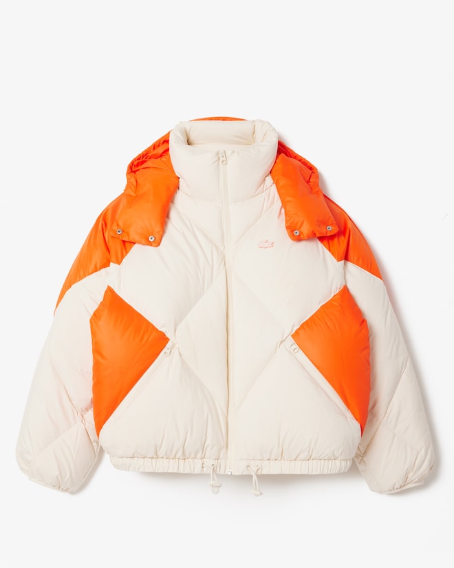 Jaqueta curta acolchoada oversized com capuz