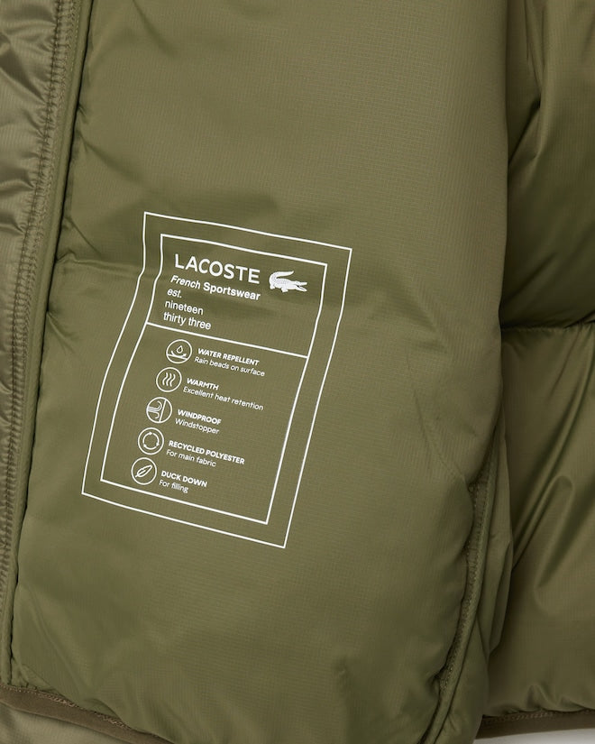 Casaco acolchoada com capuz repelente à água