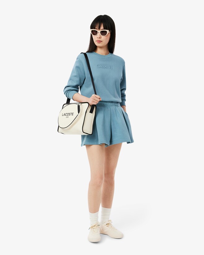 Shorts de pelúcia plissados