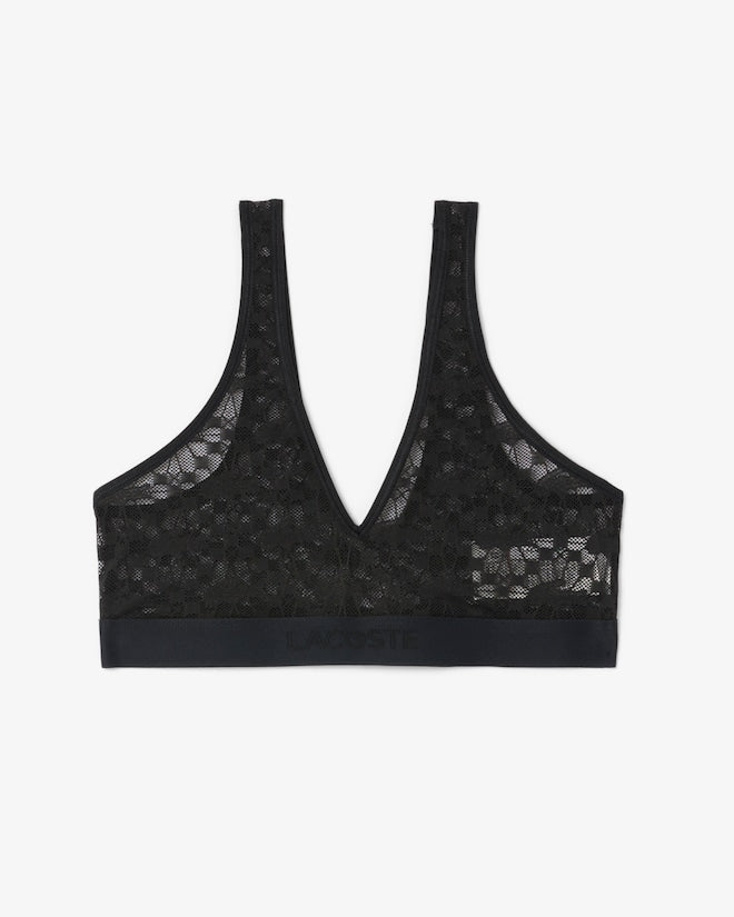 Sutiã bralette de renda com logotipo
