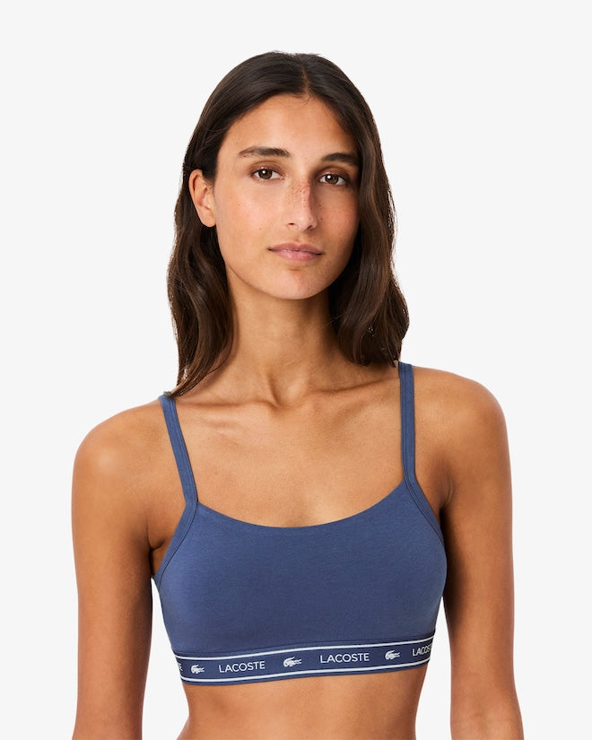 Sutiã bralette de algodão elástico com fita de logotipo