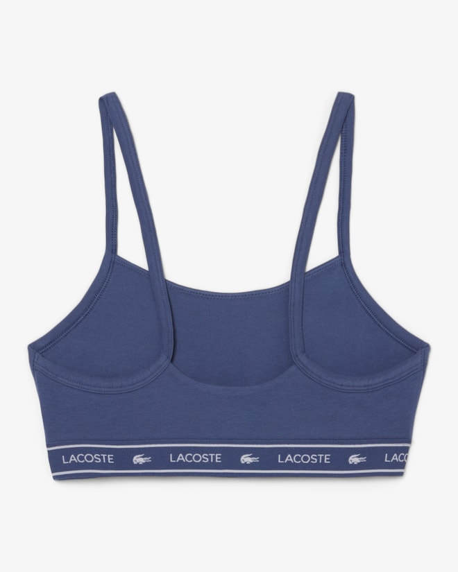 Sutiã bralette de algodão elástico com fita de logotipo