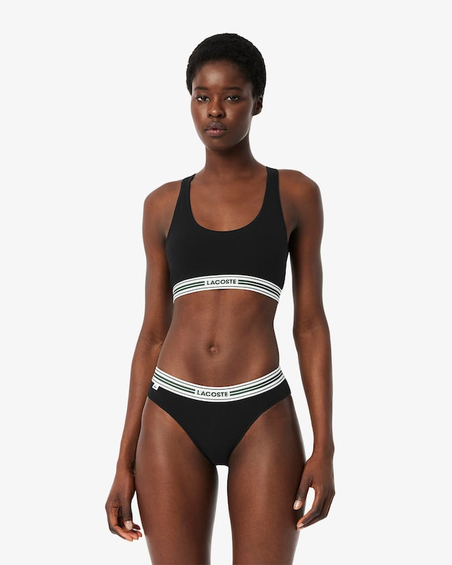 Sutiã bralette de algodão elástico com fita contrastante