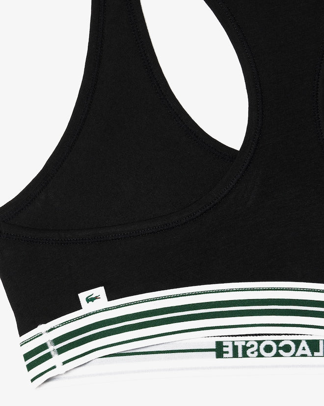 Sutiã bralette de algodão elástico com fita contrastante