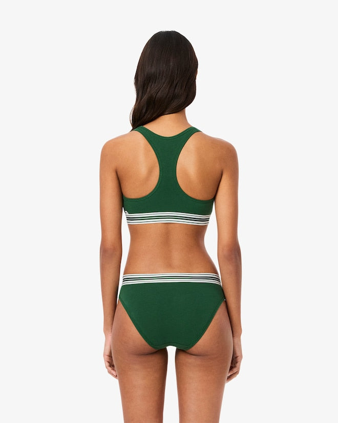 Sutiã bralette de algodão elástico com fita contrastante