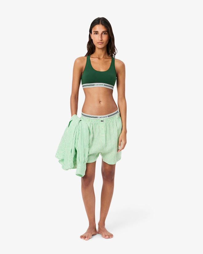 Sutiã bralette de algodão elástico com fita contrastante