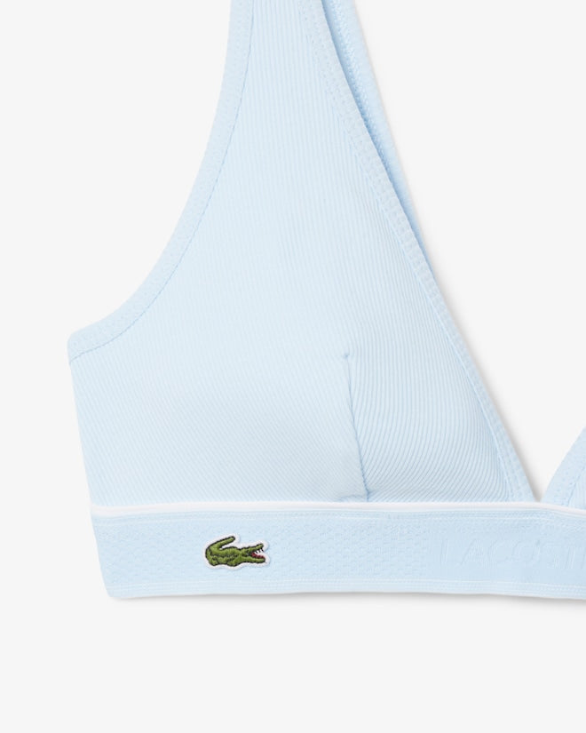 Bralette triangular de algodão canelado