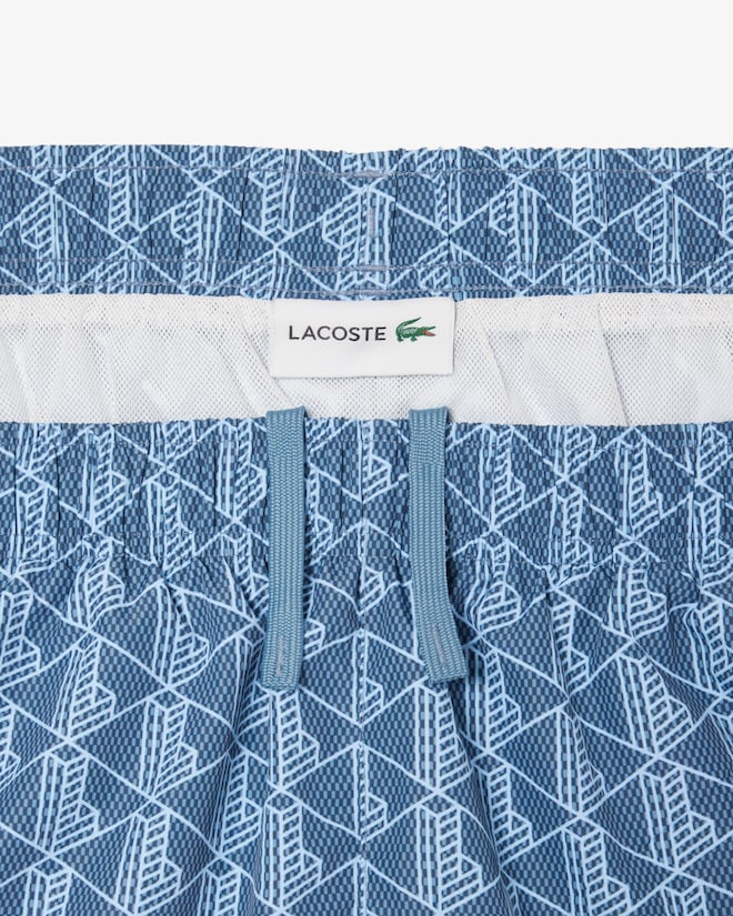 Shorts de banho de comprimento médio com estampa de monograma