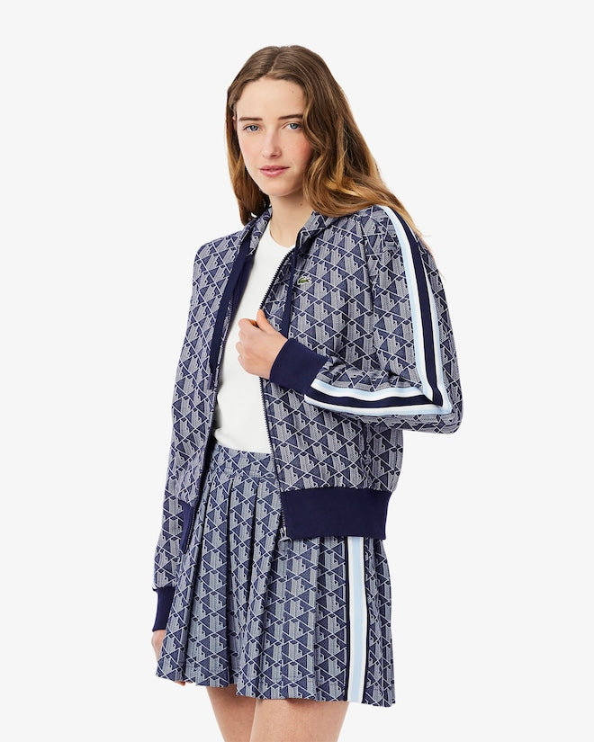 Moletom com capuz jacquard com monograma