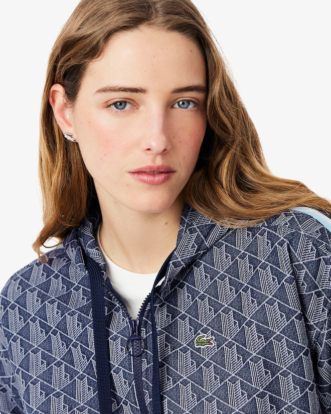 Moletom com capuz jacquard com monograma