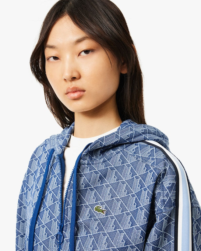 Moletom com capuz jacquard com monograma