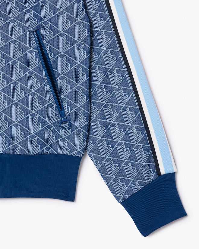 Moletom com capuz jacquard com monograma