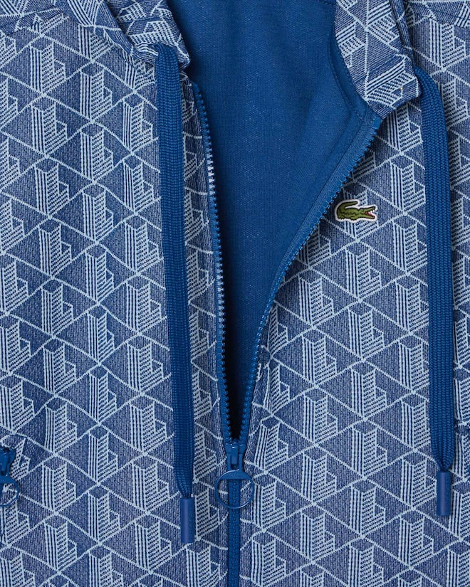 Moletom com capuz jacquard com monograma