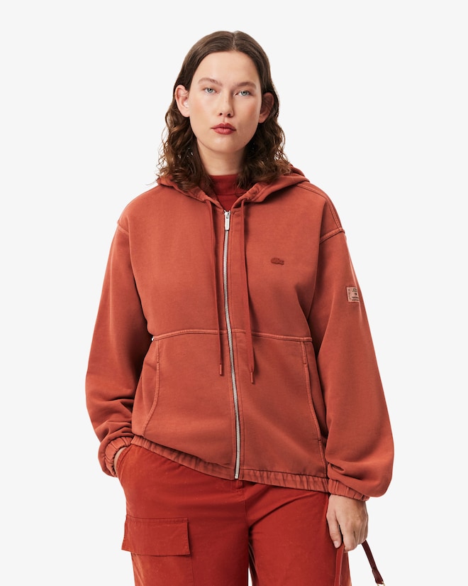 Moletom oversized com zíper e efeito lavado