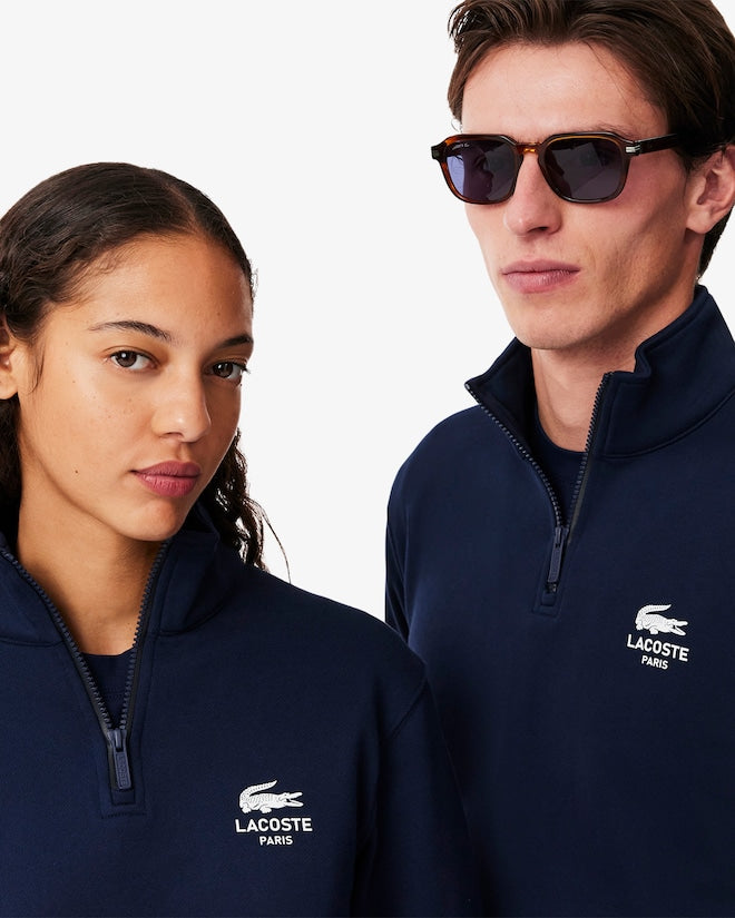 Moletom estampado com gola alta e zíper