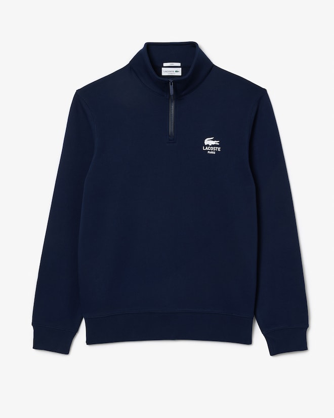 Moletom estampado com gola alta e zíper