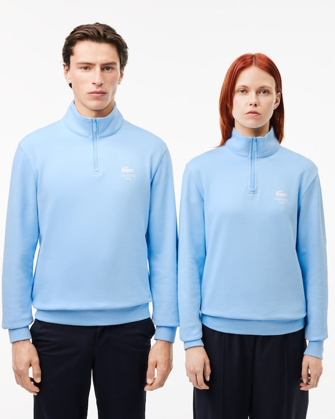 Moletom estampado com gola alta e zíper