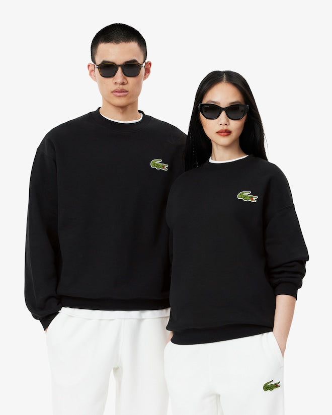 Moletom de lã folgado com detalhe de emblema