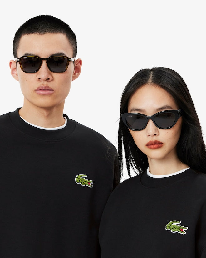 Moletom de lã folgado com detalhe de emblema