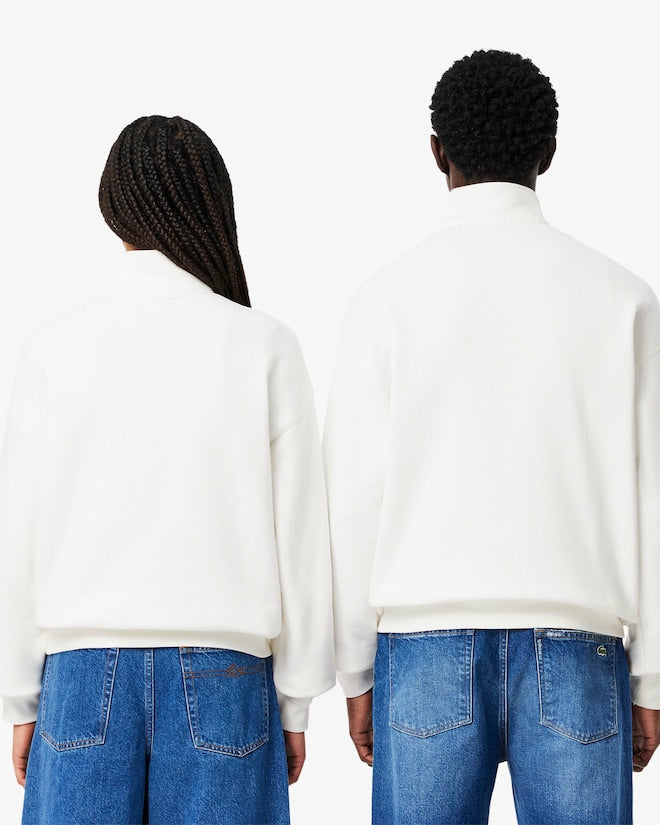 Moletom folgado com zíper e detalhe de emblema