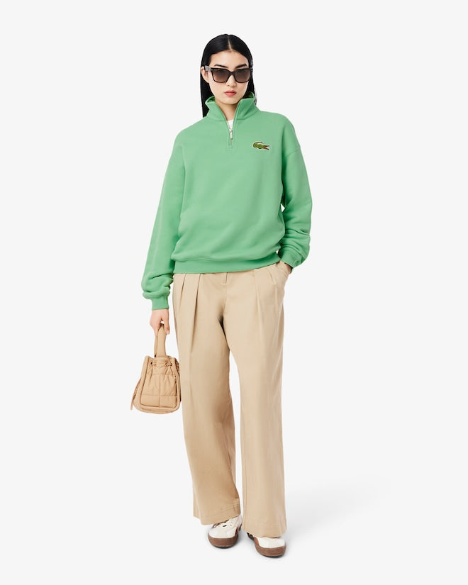 Moletom folgado com zíper e detalhe de emblema