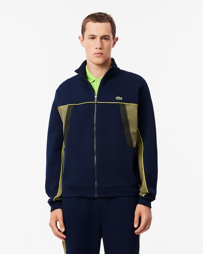 Casaco piqué folgado com zíper