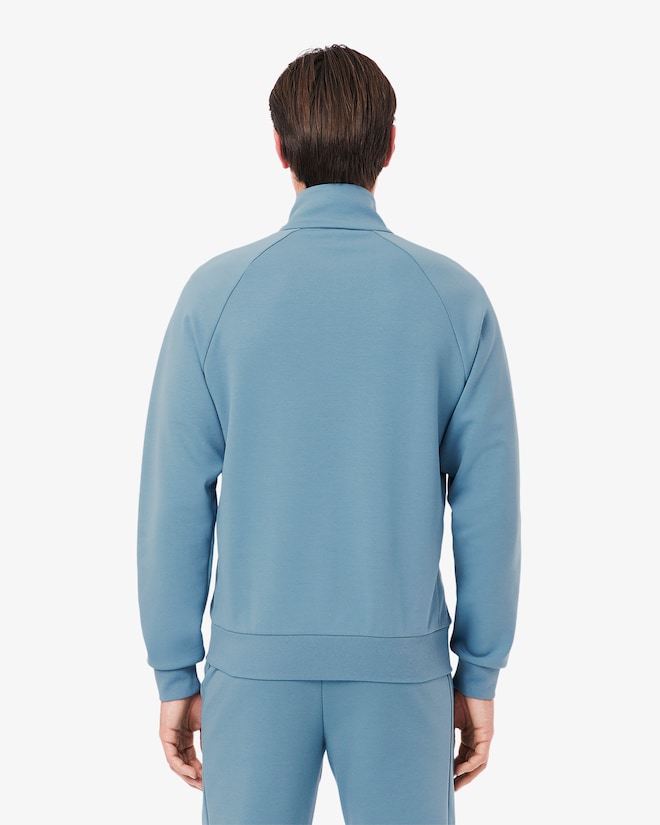 Casaco de malha jersey dupla face com zíper