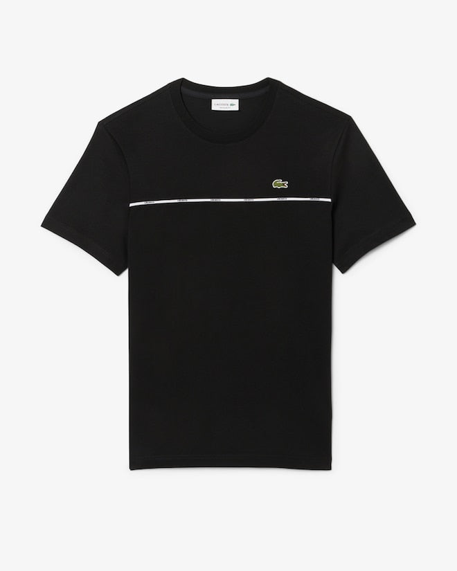 T-shirt de malha de algodão Lacoste com acabamento