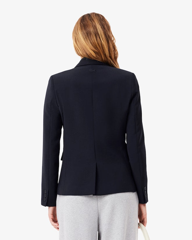 Blazer de lã slim fit com logotipo bordado