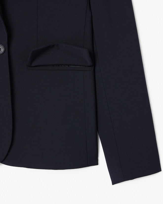 Blazer de lã slim fit com logotipo bordado