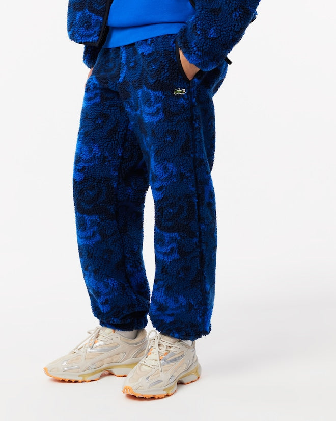 Calça azul de pele de carneiro de corte regular