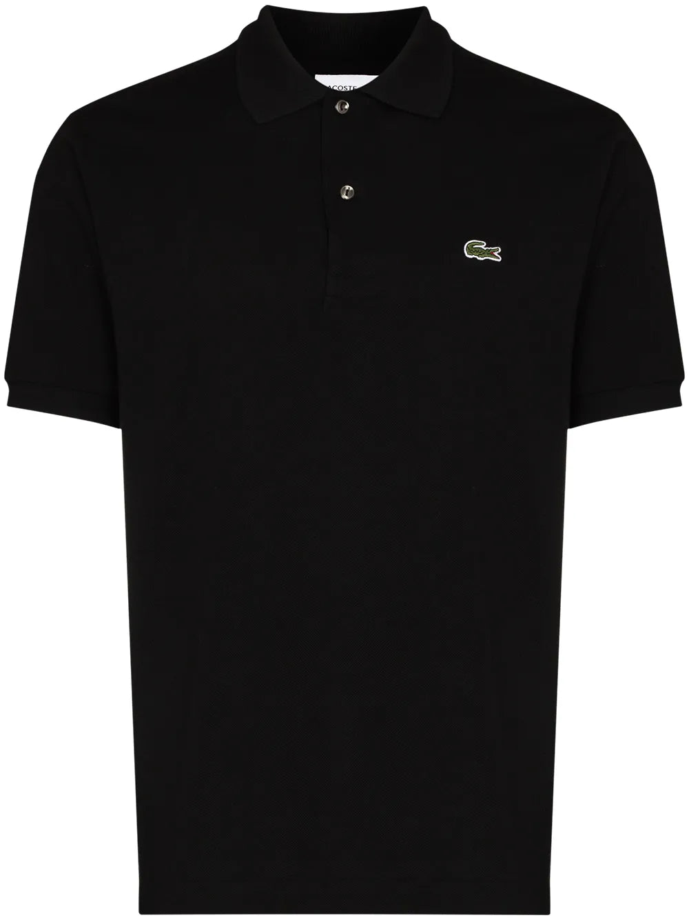 Camisa polo preta mangas curtas com patch de logo