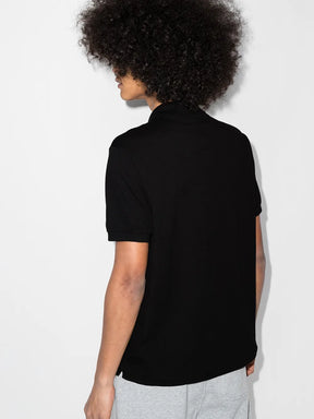 Camisa polo preta mangas curtas com patch de logo