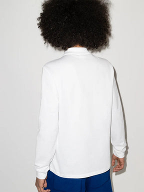 Camisa polo mangas longas com patch de logo