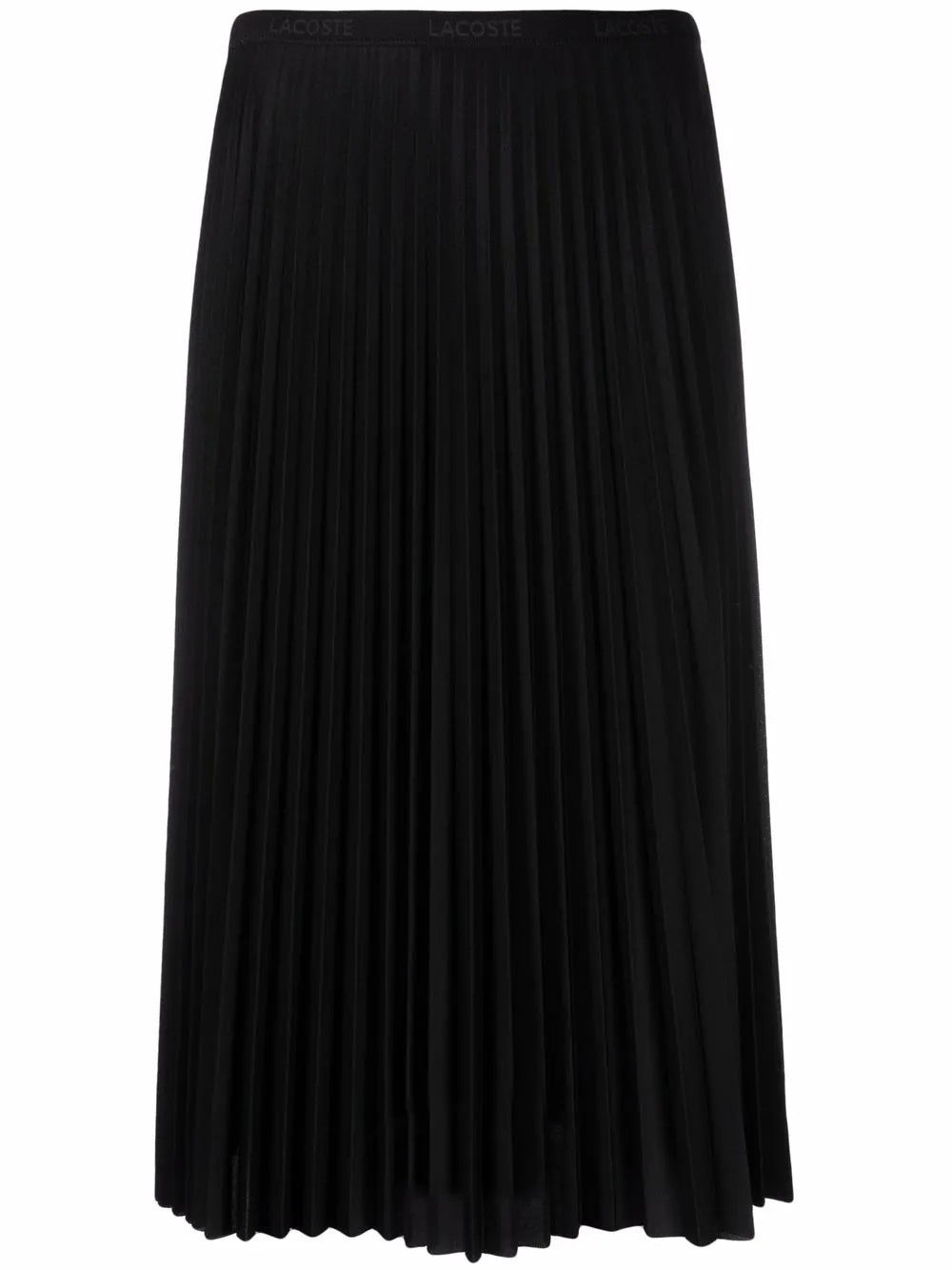 saia plissada com logo na cintura